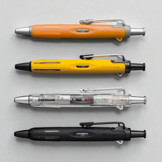 AirPress four bundle multicolored pens arranged vertically on a light gray background - Shibuya Stationery