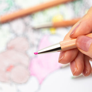 Mechanical Colored Pencils 2mm 13 Color Set close-up on pink lead – Shibuya Stationery