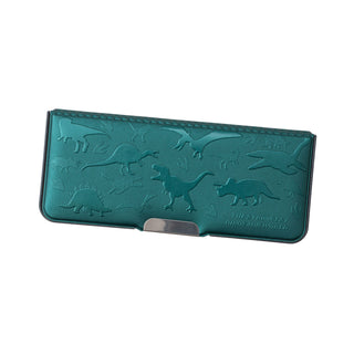 Kutsuwa Pittanton Magnetic Pencil Case – Dinosaur with embossed green dinosaur lid – Shibuya Stationery