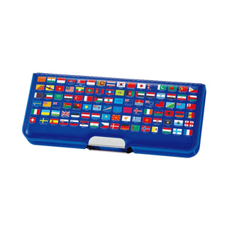Kutsuwa Pittanton Magnetic Pencil Case with colorful national flags lid – Shibuya Stationery