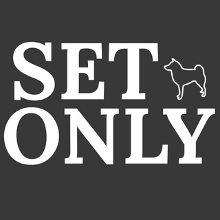 Black background with 'SET ONLY' text and a dog silhouette in white.