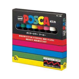 Box of eight Posca markers by Mitsubishi Pencil in a box on a white background - Shibuya Stationery Store