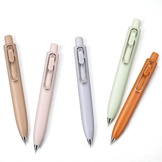 Five uni-ball one P 38mm gel pens in different colors on a white background - Shibuya Stationery Store