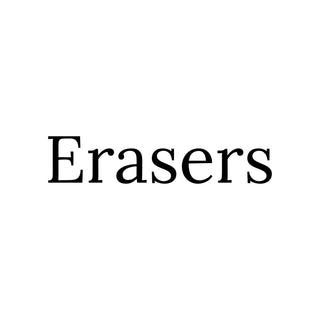 Hero image for Erasers collection with white background and text