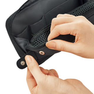 Cabaco Tool Pen Case snap button being opened – Shibuya Stationery