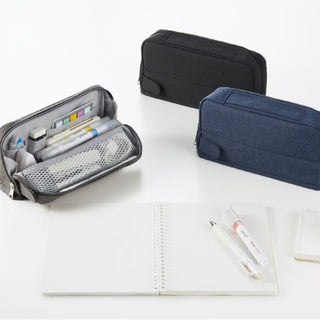 Cabaco Tool Pen Case three color lineup with pens and accessories – Shibuya Stationery