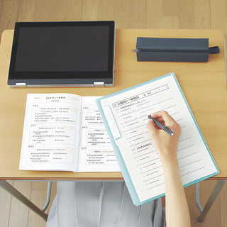 Campus Clipboard Files A4 used on desk while filling out documents – Shibuya Stationery