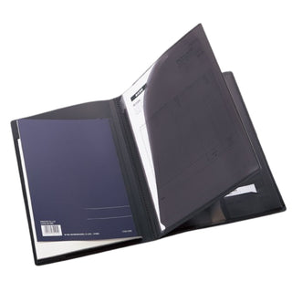 Campus Document Storage Notebook A4 Black inner pocket being opened – Shibuya Stationery