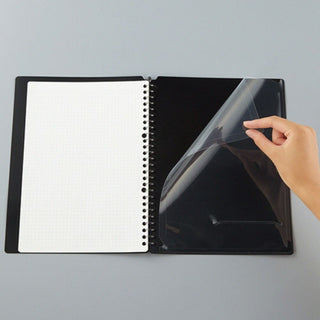 Campus Smart Ring Biz Black with transparent pocket opened – Shibuya Stationery