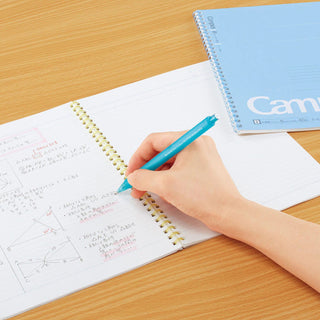 Campus Soft Ring Notebook B5 in use while writing on desk – Shibuya Stationery