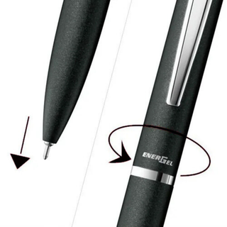 Diagram showing how to twist the barrel to extend the pen tip of the Pentel EnerGel Philography gel pen – Shibuya Stationery Store