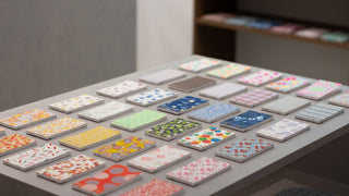 Display table with various small Shogado notebook ADASHINO HOUSE, Kyoto - Shibuya Stationery Store