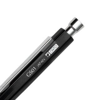 GS01 Needle Ballpoint Pen Black clip and barrel detail – Shibuya Stationery