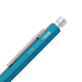 GS01 Needle Ballpoint Pen Blue clip and upper barrel detail – Shibuya Stationery
