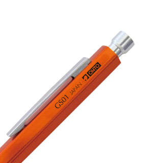 GS01 Needle Ballpoint Pen Orange clip and engraved logo detail – Shibuya Stationery