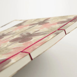 Binding detail shown of Hand-dyed Washi Guest Book Botanical Dye Pink - Shibuya Stationery