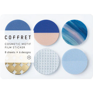 KING JIM Coffret Cosmetic Film Sticker - Circle - Horizon Blue - 48 stickers