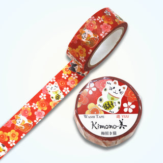 Kimono-bi - Plum Blossom Maneki Neko - Washi Tapes