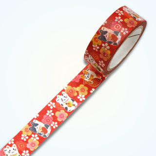 Kimono-bi - Plum Blossom Maneki Neko - Washi Tapes