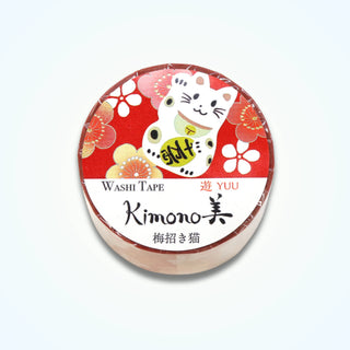 Kimono-bi - Plum Blossom Maneki Neko (Large) - Washi Tapes