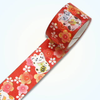 Kimono-bi - Plum Blossom Maneki Neko (Large) - Washi Tapes