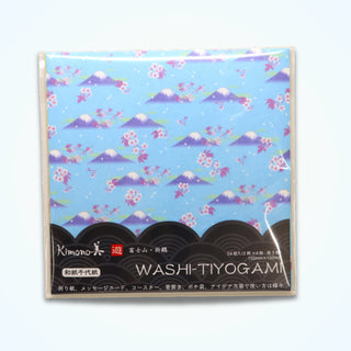 Kimono-bi - Yu Mt. Fuji and Folded Crane Pattern - Washi Chiyogami (24 sheets)