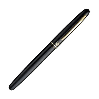 Kuretake brand number 15 fountain brush pen with solid black lacquered design and gold accents on a white background - Shibuya Stationery Store