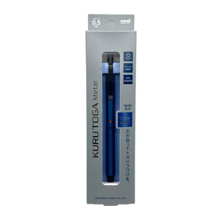Kuru Toga Metal Mechanical Pencil 0.5mm in Silent Blue color in its package - Shibuya Stationery Store