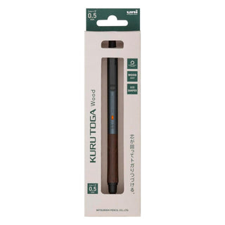 Kuru Toga Wood mechanical pencil 0.5mm in steel gray shown in full view on a white background - Shibuya Stationery Store