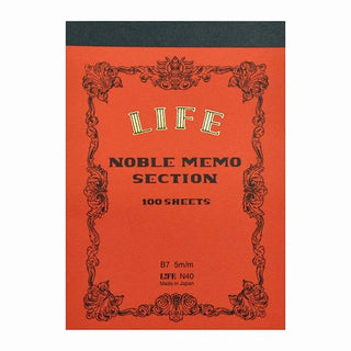 LIFE Noble Memo Notepad - B7 Grid - 100 Sheets - Red