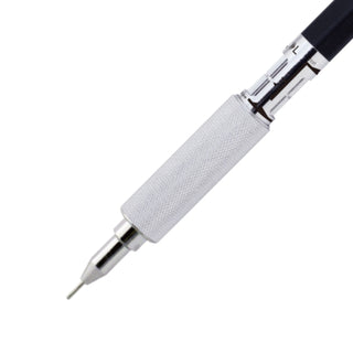 MS01 Mechanical Pencil Black close-up of metal grip and fine tip – Shibuya Stationery