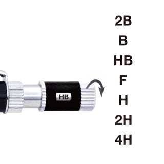 MS01 Mechanical Pencil hardness indicator showing 2B to 4H range – Shibuya Stationery