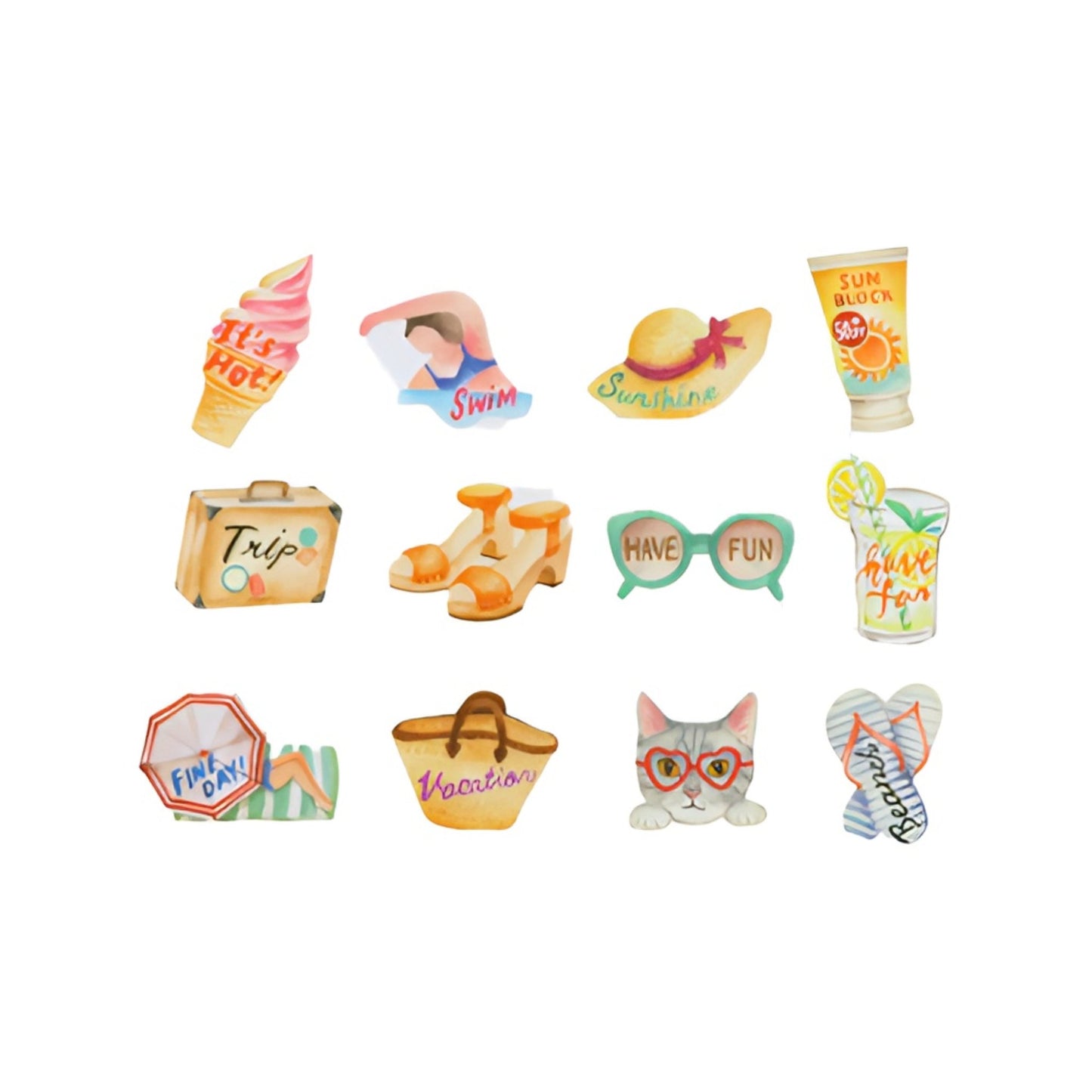 bande Masking Roll Sticker Washi Tapes - Summer Vacation - 200 stickers