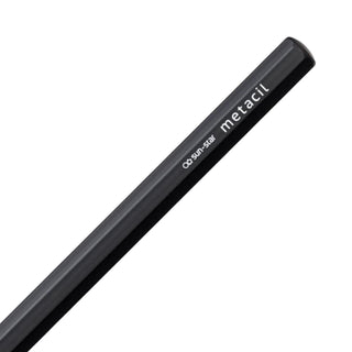 Close up of the rear barrel detail of the Sun-Star Metacil metal pencil in black – Shibuya Stationery Store