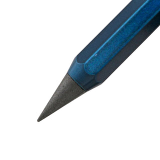 Close up of the metal pencil tip of the Sun-Star Metacil metal pencil in metallic blue – Shibuya Stationery Store