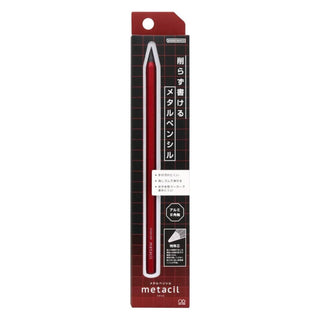 Sun-Star Metacil metal pencil in metallic red in package on a white background – Shibuya Stationery Store