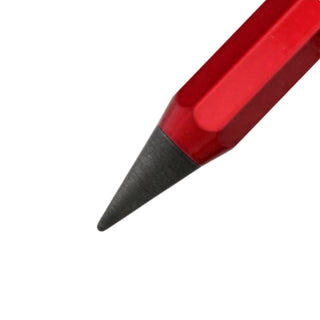 Close up of the metal pencil tip of the Sun-Star Metacil metal pencil in metallic red – Shibuya Stationery Store