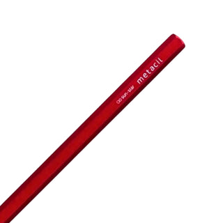Close up of the rear barrel detail of the Sun-Star Metacil metal pencil in metallic red – Shibuya Stationery Store