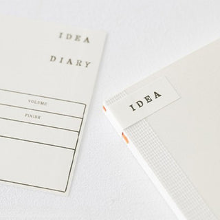Midori MD Notebook A5 with included label stickers for customizing notebook title and use – Shibuya Stationery