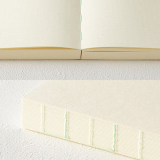 Midori MD Notebook Journal 1 Day 1 Page A5 Dot Grid open flat showing smooth MD paper binding – Shibuya Stationery