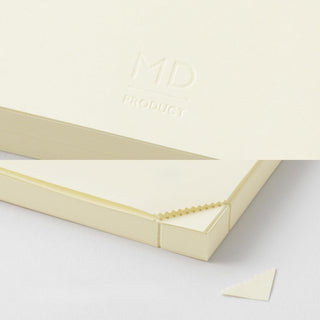MD Notebook Journal 1 Day 1 Page embossed logo with corner cut page marker detail – Shibuya Stationery