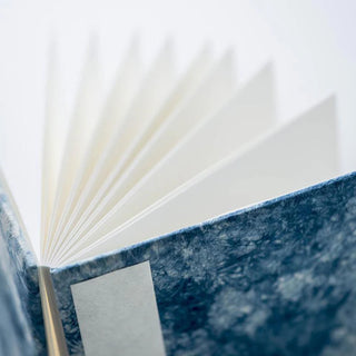 Orihon Indigo-dyed Accordion Goshuin Book Indigo Fade Wash page flipping shown - Shibuya Stationery