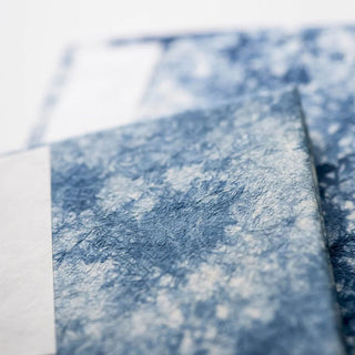 Orihon Indigo-dyed Accordion Goshuin Book Indigo Fade Wash design displayed - Shibuya Stationery
