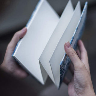 Orihon Indigo-dyed Accordion Goshuin Book Indigo Fade Wash inside pages shown - Shibuya Stationery