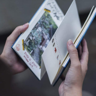 Orihon Indigo-dyed Accordion Goshuin Book Indigo Gradation inner page display - Shibuya Stationery