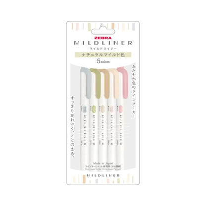 Zebra Mildliner Hilghlighter Set - Natural Mild - 5 Colors