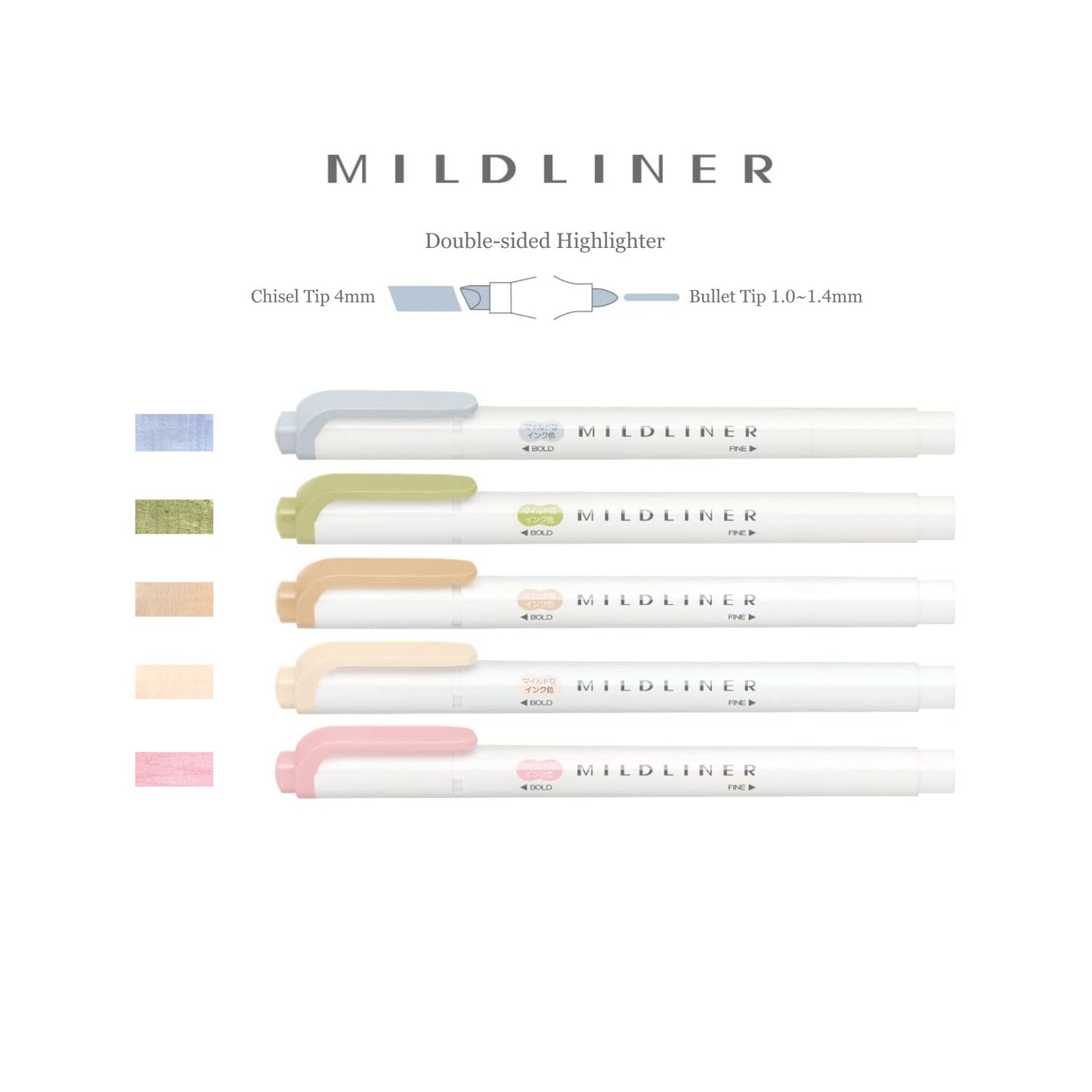 Zebra Mildliner Hilghlighter Set - Natural Mild - 5 Colors