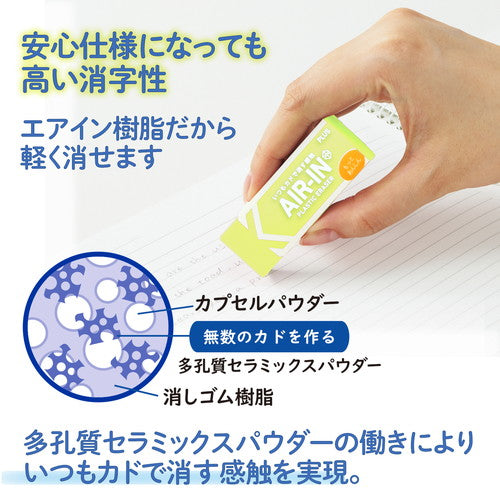 PLUS AIR-IN Neon Eraser - Yellow - Motto Anshin 3