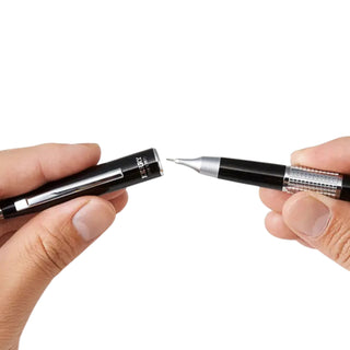 Kerry Mechanical Pencil 0.5 Black cap being removed – Shibuya Stationery