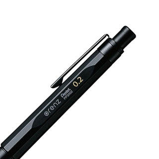 Pentel Orenz Nero Mechanical Pencil 0.2 rear barrel close-up - Shibuya Stationery